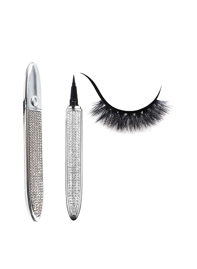 قلم تحديد رموش ذاتي اللصق بتصميم نجمة ماسية، سهل الاستخدام، يدوم طويلاً، طبيعي، سريع، لتحديد الجفون والرموش  (أسود، قطعة واحدة) - Image 1